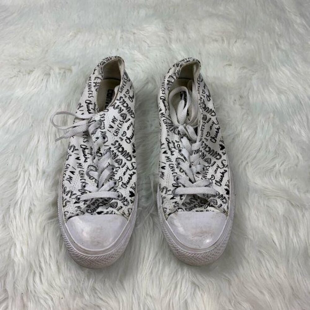 Converse Chuck Taylor All Star "I Love My Chucks" White Sneakers - Picture 3 of 5